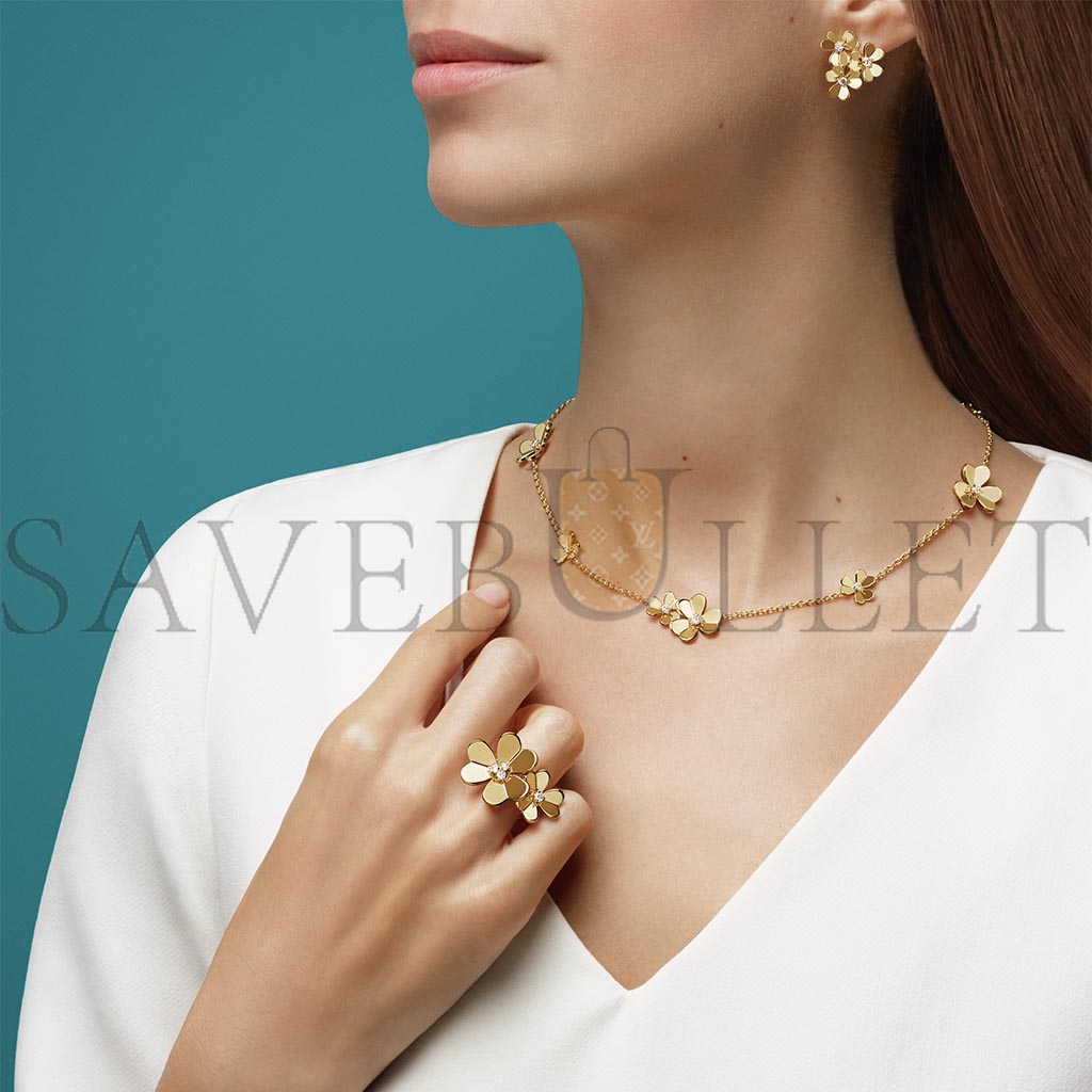 v*n cl*f arpels frivole necklace, 9 flowers - yellow gold, Di*m*nd  vcard31500